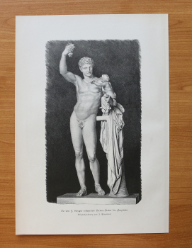 Holzstich Von F Schaper restaurierte Hermes Statue des Praxiteles 1884 nach Originalzeichnung von J Ehrentraut Kunst Künstler
